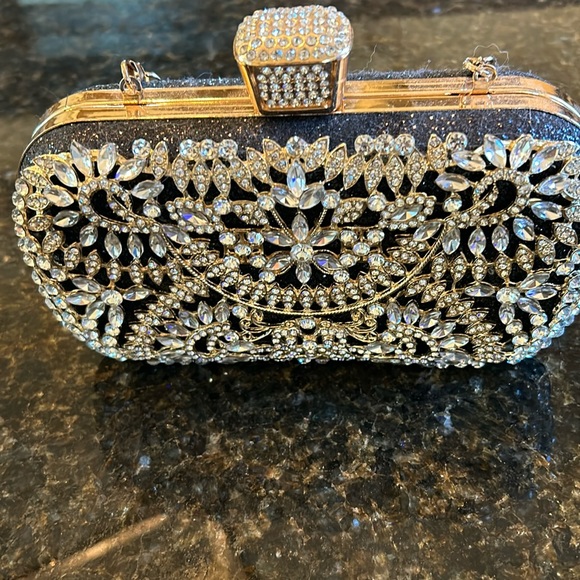 Verona Handbags - Black Rhinestone evening bag